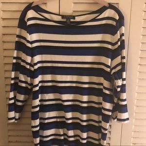 Blue white and black striped Ralph Lauren top
